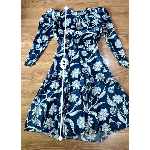 JOHANNA ORTIZ Wild Blue Botanical-print Silk-charmeuse Midi Dress size 10 - Picture 9 of 16